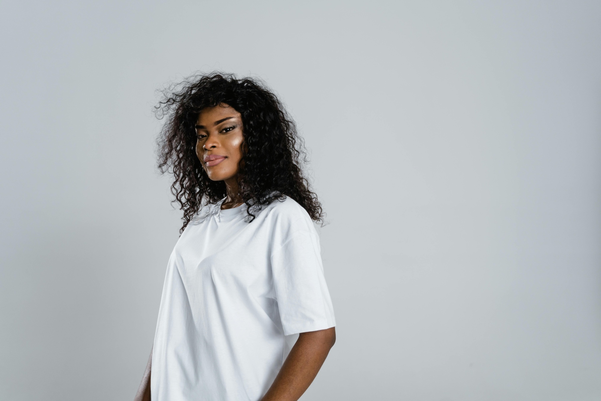 White heavyweight tee, editorial portrait