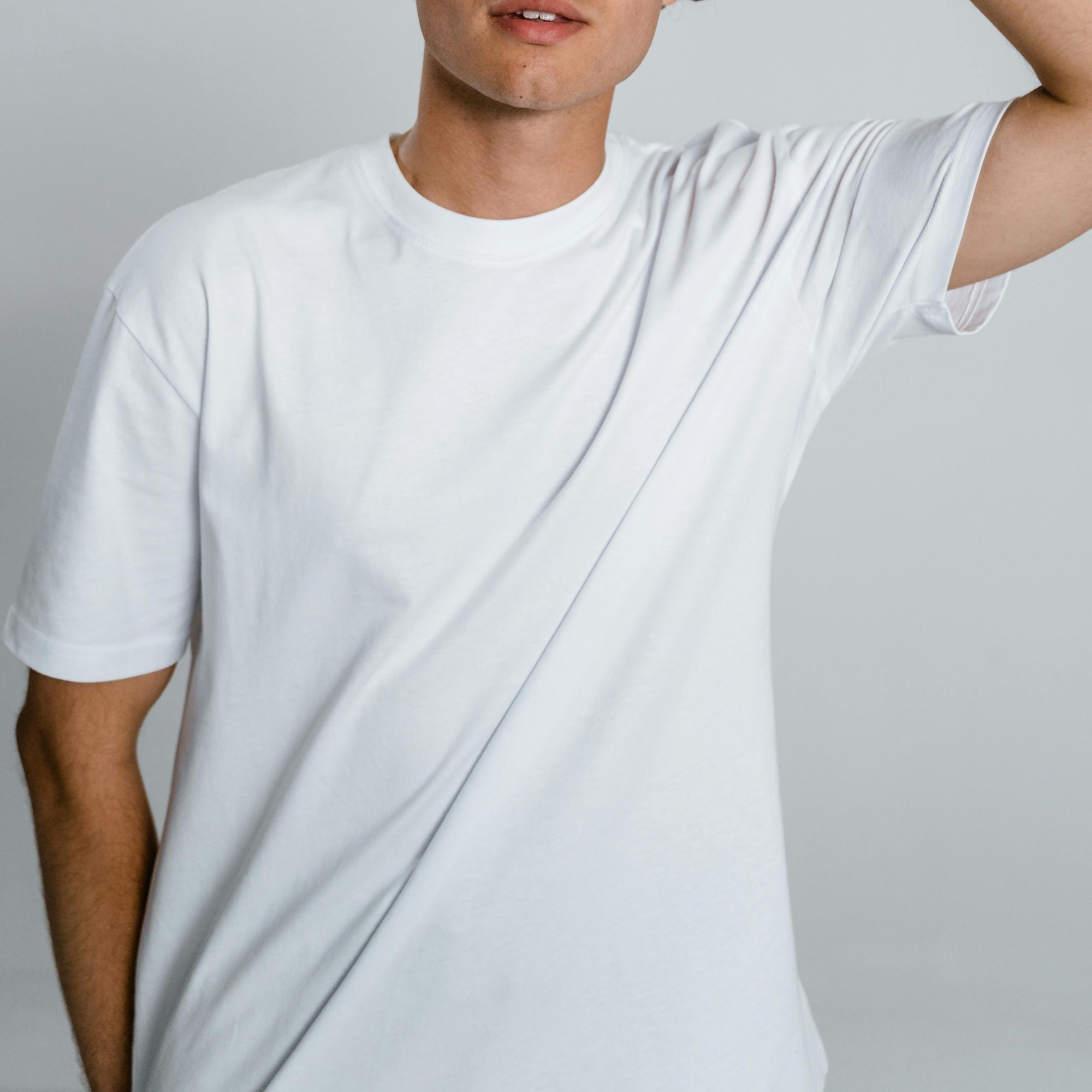 White heavyweight tee, drape detail